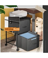 Devaise 2 Drawer Mobile File Cabinet, Rolling Printer Stand, Fabric Vertical Filing Cabinet fits A4 or Letter Size for Home Office