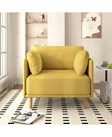 39" Modern Upholstered Accent Chair with Soft Cushions, Sleek Armrest Design and Sturdy Wooden Legs, Cozy Seating for Living Room, Bedroom, or Of