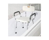 gaomon Shower Seat, Adjustable Height Shower Chair, with Padded Armrests and Back, Inside Shower Seat Support 350 Lb Capacity
