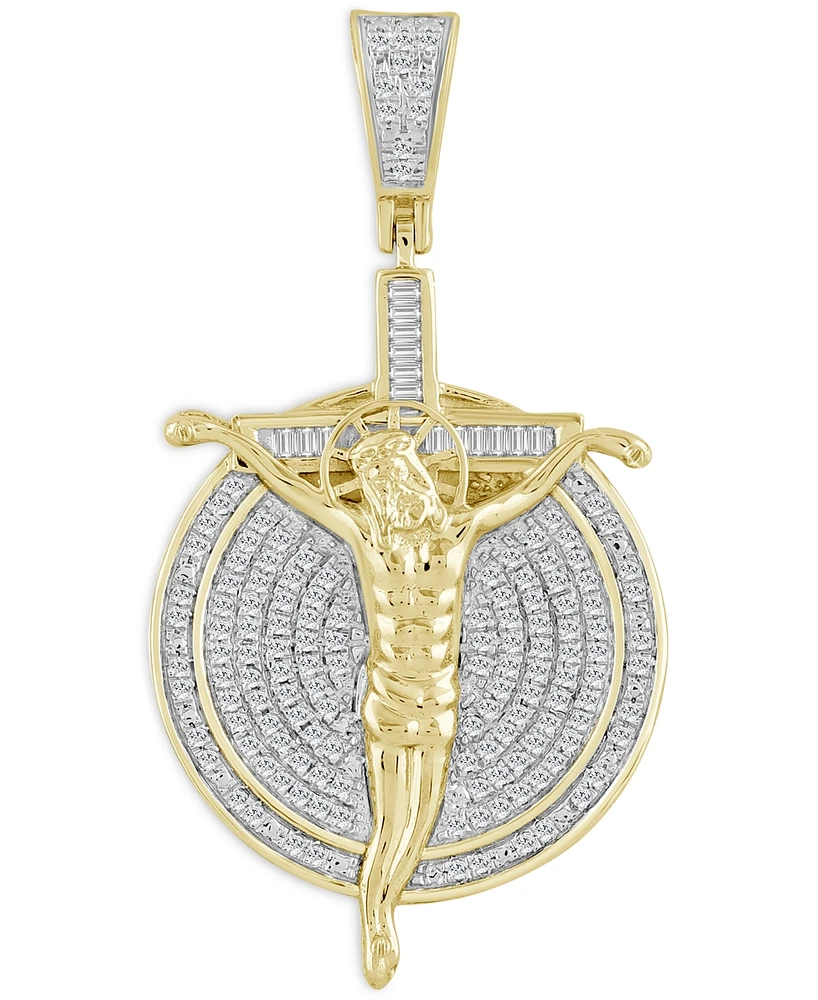 Men's Diamond Crucifix Pendant (1/2 ct. t.w.) in 10k Yellow Gold