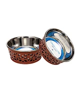 Country Living Set of 2 Stainless Steel Dog Bowls - Farmhouse Style, Durable & Non