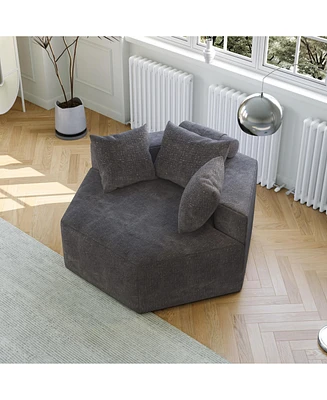 54''L Chenille Sponge single sofa,No Assembly Required,Fluffy Modern Sleeper Chair for Living room, Bedroom, Lounge and Projection Room