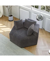 54''L Chenille Sponge single sofa,No Assembly Required,Fluffy Modern Sleeper Chair for Living room, Bedroom, Lounge and Projection Room