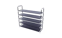 Slickblue 5-Tier Non-Woven Fabric Shoe Rack with Handle Easy Assembly Storage Solution for Organizing Footwear