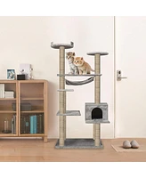 Slickblue 55.1" Multi-Scratcher Cat Tree Versatile Scratching Post for Cats to Climb and Play