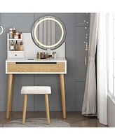 gaomon Vanity Desk with Stool, Makeup Vanity Desk with Touch Light Mirror