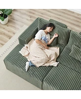87" Oversized Sectional Lounge Chaise,No Assembly Required,Cloud Plush Loveseat with two Removable Footstool,Fluffy Modern Sleeper Chair for Indo