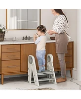 Qaba Toddler Tower, Foldable & Adjustable Kitchen Stool Helper