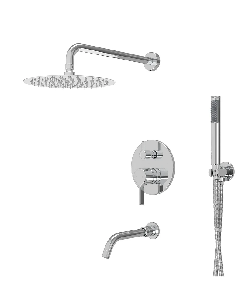 Mondawe Three function Pressure Balance Shower Set with 10 in Round Shower Head(Valve Included)