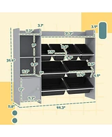 Qaba Toy Storage Organizer with 8 Bins, 2 Storage Cubbies, Shelf, Drawer