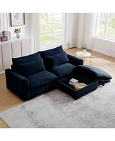 Streamdale Furniture Sectional Sofa Comfy Corduroy Couch for Living Room with Pillows and Round Armrests