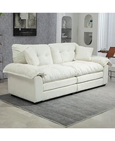 Streamdale Furniture 84" Chenille Recliner Sofa Small Sofa Loveseat Deep Seat Sofa Couch with 2 Throw Pillows & Memory Foam for Living Room Apartment