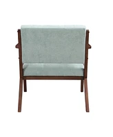 30" Mid-Century Modern Accent Chair with Plush Cushions, Angled Arm Design, and Sturdy Solid Wood Frame – Perfect for Cozy Living Room, Be