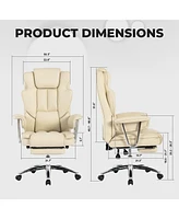 Office Chair, Big and Tall Executive Office Chair with Footrest, Leather Computer Chair, Ergonomic Reclining Chair High Back, Large Home Office Chair