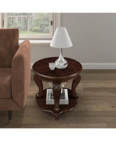 Living Room Coffee Table Set, Coffee Table & Two End Side Table 3-Piece Set for Office, Living Room, Apartment, Small Space, Easy Assembly, Cherry
