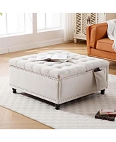 Streamdale Furniture 35 Inch Extra Large Storage Ottoman Coffee Table with Lift Top,Tufted Upholstered Ottoman for Living Room,Bedroom