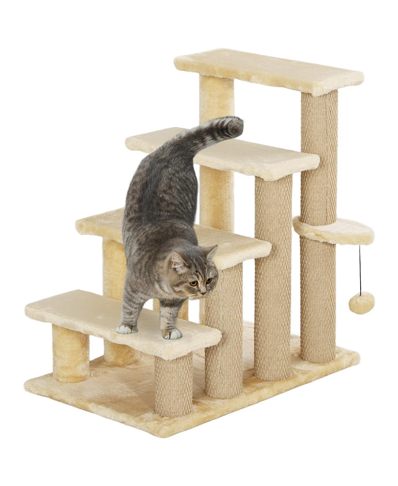 PawHut Cat Tree, Cat Tower Cat Stair Steps with Scratching Post,