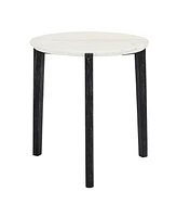 Living Room Coffee Table: Modern and stylish 24 inch round small coffee table, imitation marble tabletop with rubber wood solid wood legs, wooden coff