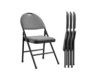 gaomon 4 Pack Folding Chairs,Outdoor & Indoor Event Portable Metal Folding Chairs with Cushion,Fabric Dining Chair Set with Padded Cushion and Back