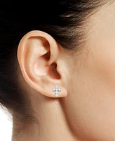 Lab Grown Sapphire Cross Stud Earrings (1 ct. t.w.) 10k White Gold (Also Grow Ruby, Pink Sapphire, & Opal)