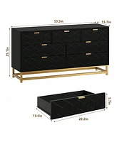 gaomon Dresser For Bedroom, Large 6/7 Drawer Organizer With Golden Metal Handle And Legs, Modern Chest Of Drawers, Closet