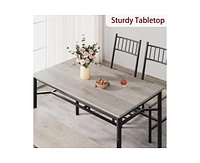 gaomon Dining Table and Chairs Set of 4 Kitchen Table with Storge Bench 47.2" Rectangular Kitchen Table Set with Wine Rack Small Dining Table Set for