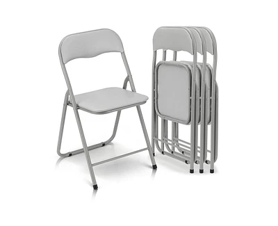 gaomon Folding Chairs 4 Pack with Cushion, Outdoor & Indoor Event Portable Metal Folding Chairs with Non-Slip Feet Pads Stackable Chairs