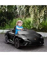 Qaba 12V Lamborghini Huracan Licensed Kids Electric Car for 3-6 Years