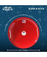 Flexible Flyer Steel Saucer 26" Metal Winter Snow Sled for Kids and Adults, Red
