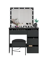 gaomon Vanity Desk, Makeup Vanity Desk, Light Mirror and Power Outlet