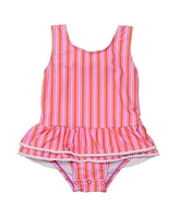 Snapper Rock Girls Stripy Sunset Sustainable Skirt Swimsuit