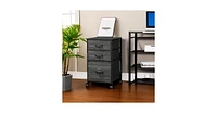 Devaise Mobile File Cabinet, Rolling Printer Stand with 3 Drawers, Fabric Vertical Filing Cabinet fits A4 or Letter Size for Home Office