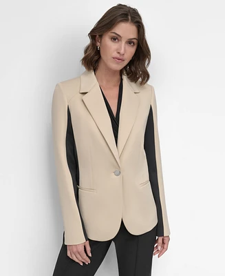 Dkny Women's Two-Tone One-Button Colorblock Blazer