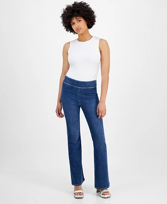 Dkny Jeans Petite Flared-Leg High Rise Pull-On