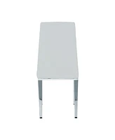 Modern simple light luxury dining chair Light grey chair Family bedroom stool back Pu electroplated chair legs, suitable for kitchen living room dinin