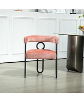 Contemporary Designed Chenille Fabric Upholstered Accent/Dining Chair/Barrel Side Chairs Kitchen Armchair for Living Room set of 1 ( Chenille