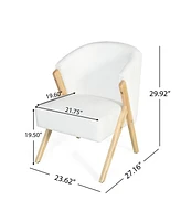 Modern Accent Chair with White Upholstery and Solid Wood Frame, Minimalist Lounge Chair for Living Room, Bedroom, or Office