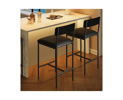 gaomon Bar Stools Set of 2, Kitchen with Footrest, 25.5 Inches Upholstered Chairs Back