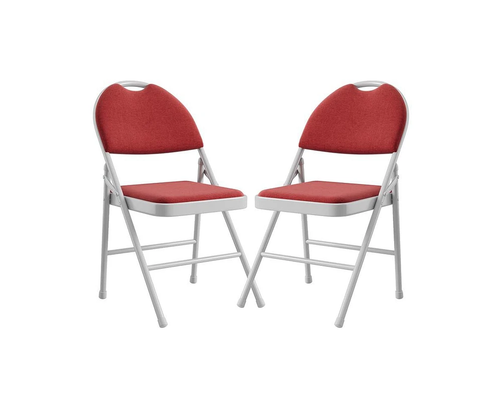 gaomon Folding Chairs 2 Pack, Portable Metal Chairs with Cushions and Non-Slip Feet Pads for Home and Office, Indoor and Outdoor Events