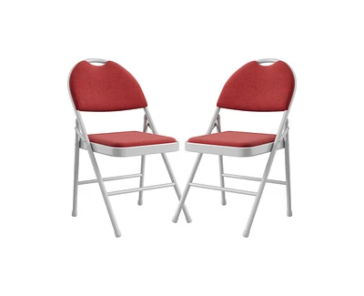 gaomon Folding Chairs 2 Pack, Portable Metal Chairs with Cushions and Non-Slip Feet Pads for Home and Office, Indoor and Outdoor Events