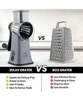 Zulay Kitchen Rotary Cheese Grater with 5 Interchangeable Stainless Steel Blades