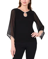 Msk Women's Rhinestone-Trim Top