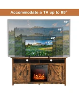 Gymax 60'' Industrial Fireplace Tv Stand W/ 18'' 1400W Electric Fireplace