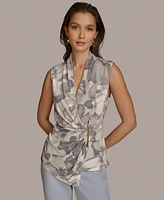 Donna Karan New York Women's Printed Sleeveless V-Neck Top