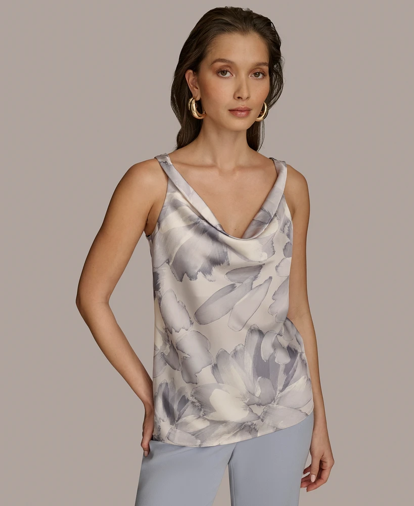 Donna Karan New York Women's Printed Cowlneck Tank Top