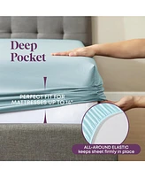 Soft as Silk Fitted Sheet with Durable Elastic Skirt for Snug Fit - 100% Cotton Sateen 300 Thread Count