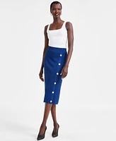 I.n.c. International Concepts Petite Button-Detail Sweater Skirt, Exclusively at Macy's