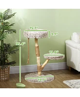 PawHut 35 Inch Moden Cat Tree Tower with Wooden Scratching Post,