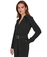 Calvin Klein Women's Belted Long-Sleeve Jumpsuit