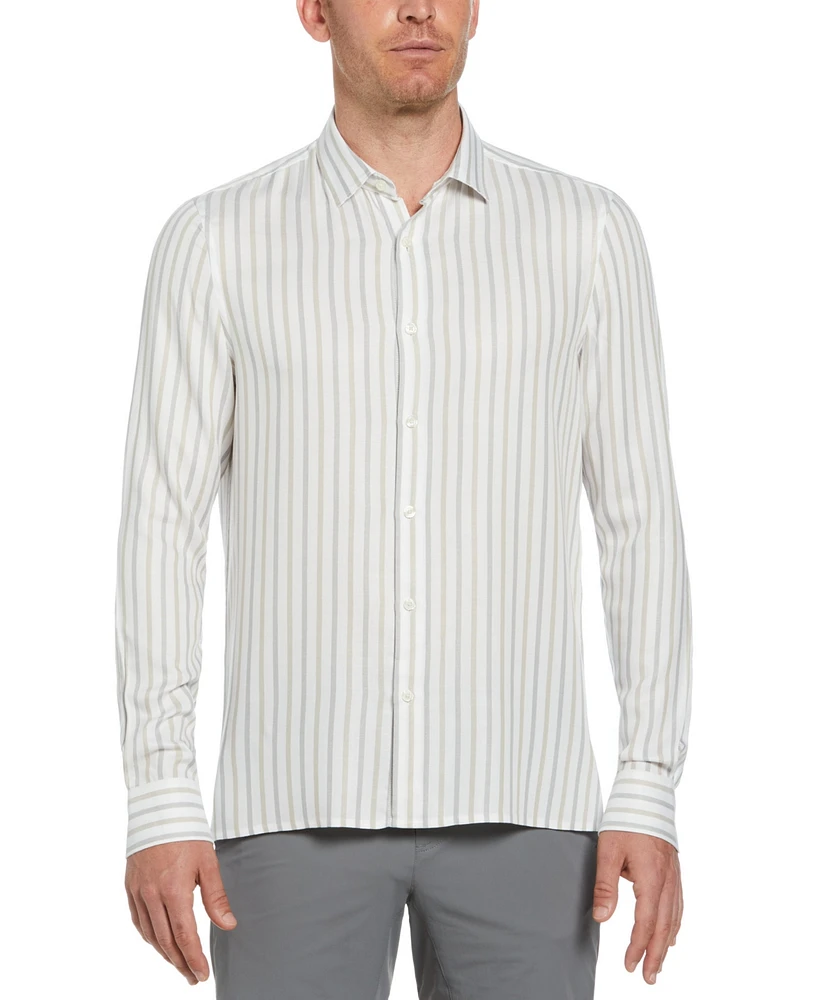 Perry Ellis Men's Long Sleeve Button-Front Yarn Dyed Striped Shirt